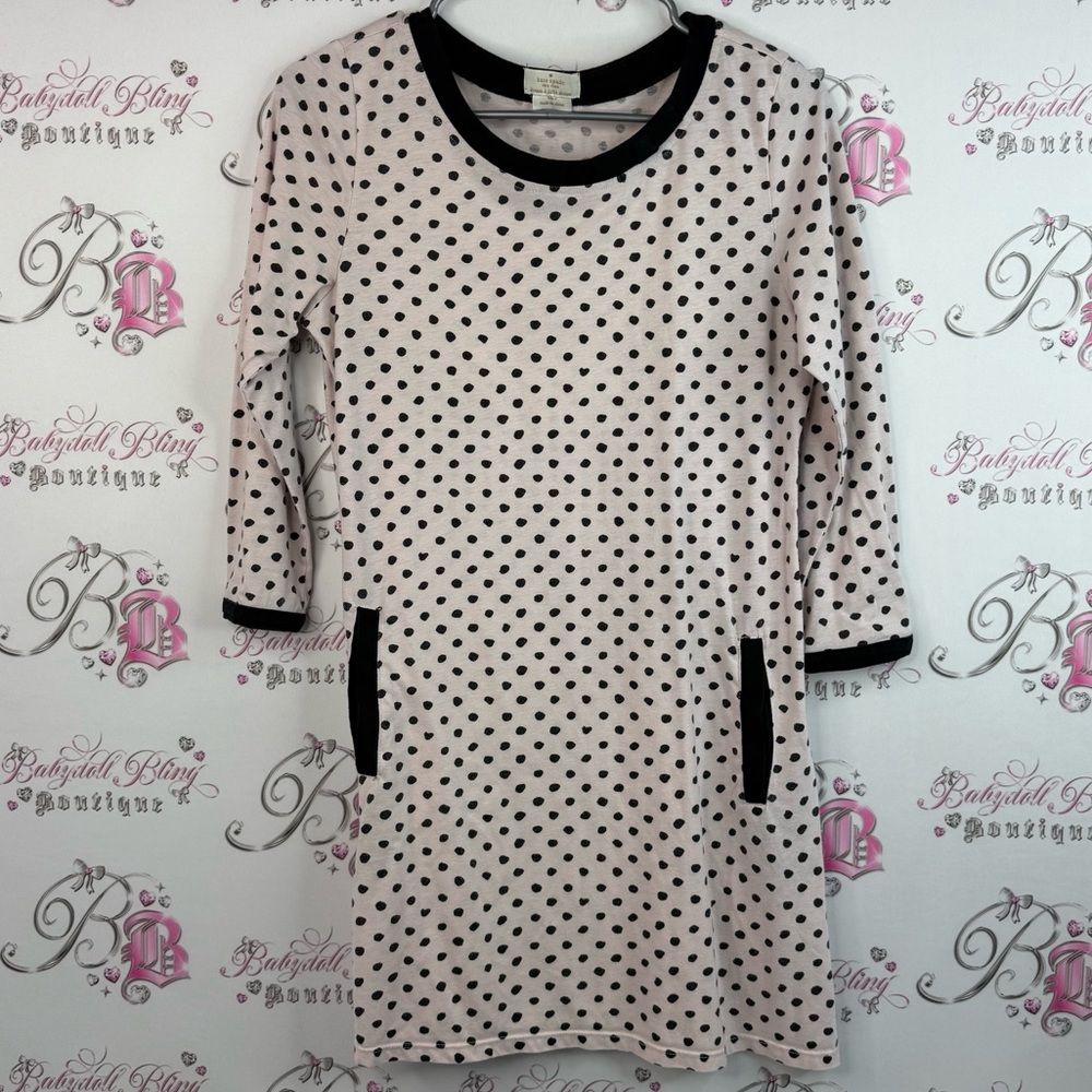 Kate Spade dress dream a little light pink Black Polka Dot Dress black trim
